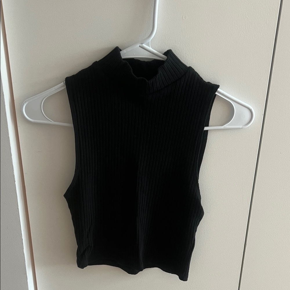 Reformation Black Ribbed Tank Top